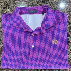 Turtleson Men's Vibrant Pink and Navy Polo with Sage Valley logo XL